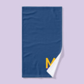 Gouden Gele Monogram op Donkerblauwe Bad Handdoek (Handdoek)