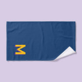 Gouden Gele Monogram op Donkerblauwe Bad Handdoek (Handdoek)
