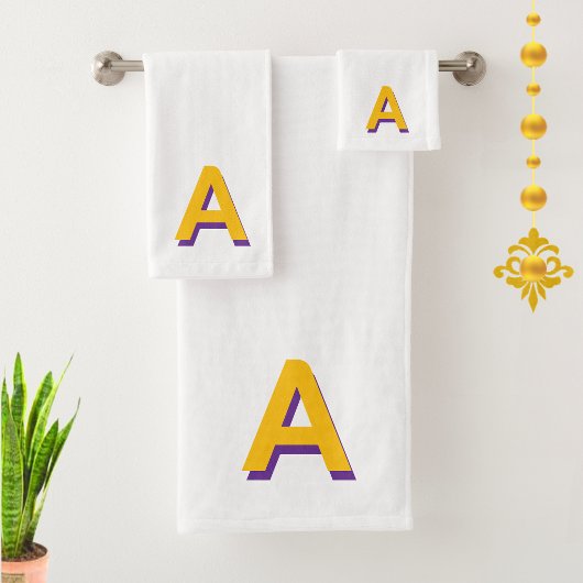 Gouden Gele Monogram op Wit Bad Handdoek