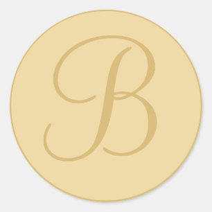 Gouden Gele Monogrammed Envelop Afdichtingen Ronde Sticker