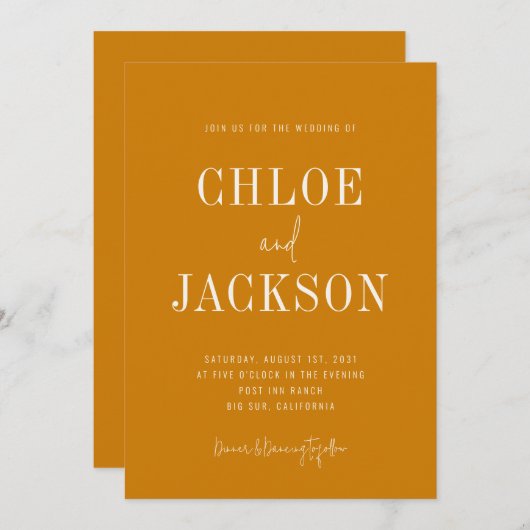 Gouden Gele Mosterd Custom QR Code Wedding Kaart (Voorkant / Achterkant)