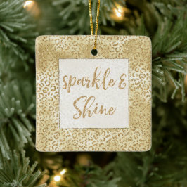 Gouden Gele Ombre Glitter Leopard Sparkle Keramisch Ornament