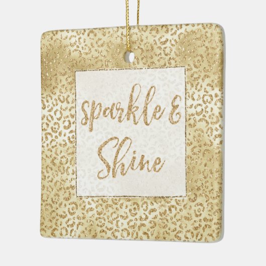 Gouden Gele Ombre Glitter Leopard Sparkle Keramisch Ornament (Links)