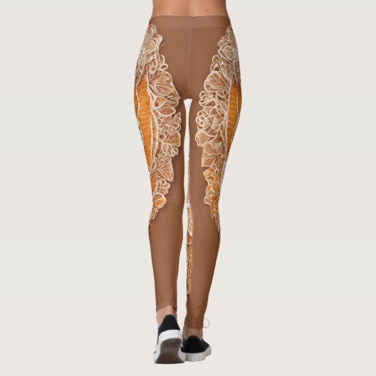 Gouden Gele Parels AI kunst Leggings (Achterkant)
