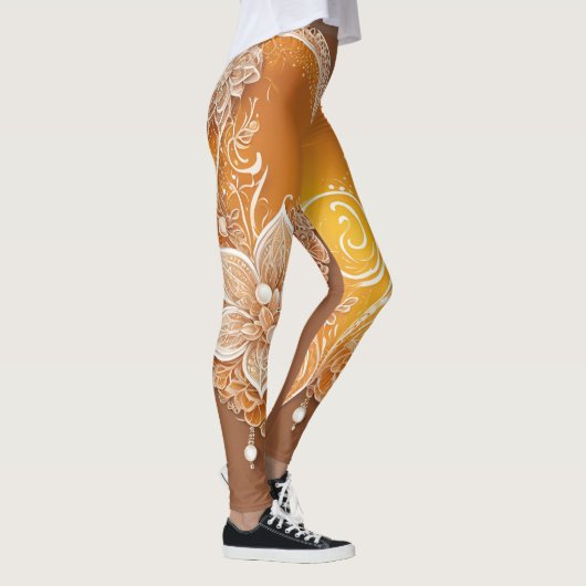 Gouden Gele Parels AI kunst Leggings (Rechts)