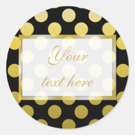 Gouden Gele polka stip op zwarte Gift Sticker