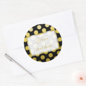 Gouden Gele polka stip op zwarte Gift Sticker (Envelop)