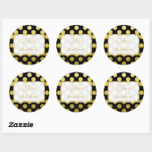 Gouden Gele polka stip op zwarte Gift Sticker (Vel)