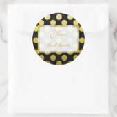 Gouden Gele polka stip op zwarte Gift Sticker (Tas)