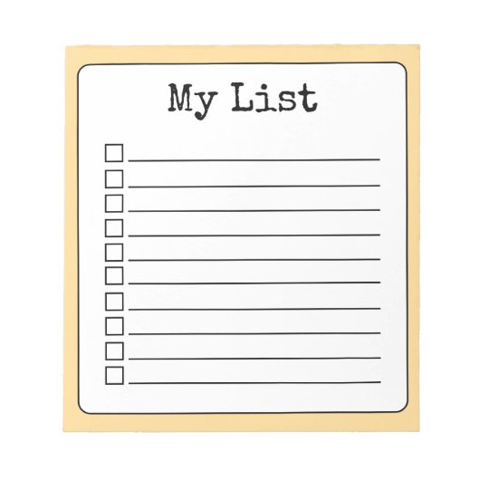 Gouden Gele Retro Aangepaste Checklist Ingelijnd Notitieblok (Voorkant)