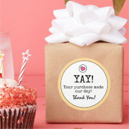 Gouden Gele Retro Met Hart Zakelijk Dank U Ronde Sticker