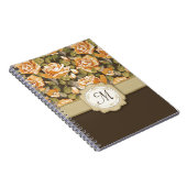 Gouden Gele Rozen op Bruin met Monogram Notitieboek (Rechterzijde)