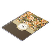 Gouden Gele Rozen op Bruin met Monogram Notitieboek (Linkerzijde)