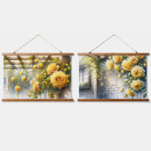 Gouden Gele Rozen op Rustieke Tuin Trellis Hangend Wandkleed (Dubbel)