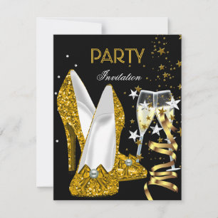 Gouden Gele Schoenen voor Verjaardagsfeestje Kaart