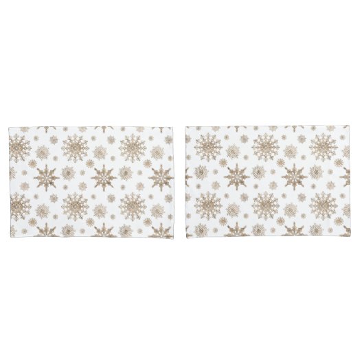 Gouden Gele Sneeuwvlokken Patroon Kussensloop (Voorkant-Set)