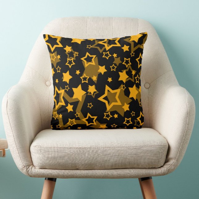 Gouden Gele Sterren Glitter Design  Kussen (Creator heeft geüpload)
