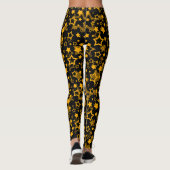 Gouden Gele Sterren Glitter Ontwerp Leggings (Achterkant)