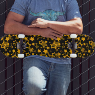 Gouden Gele Sterren Glitter Ontwerp  Persoonlijk Skateboard