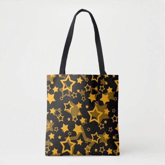 Gouden Gele Sterren Glitter Ontwerp Tote Bag (Voorkant)