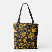 Gouden Gele Sterren Glitter Ontwerp Tote Bag (Achterkant)