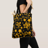 Gouden Gele Sterren Glitter Ontwerp Tote Bag (Dichtbij)