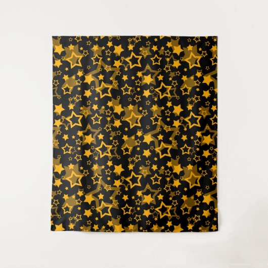 Gouden Gele Sterren Glitter Ontwerp Wandkleed (Voorkant)