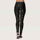 Gouden Gele Sterren Zwarte Nacht Leggings (Achterkant)