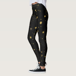 Gouden Gele Sterren Zwarte Nacht Leggings