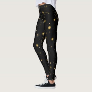 Gouden Gele Sterren Zwarte Nacht Leggings