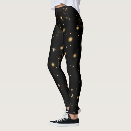 Gouden Gele Sterren Zwarte Nacht Leggings (Links)