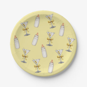 Gouden Gele Strik Martinis Babyflessen Baby Shower Papieren Bordje