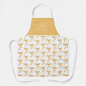 Gouden Gele Strikpatroon Monogram Gepersonaliseerd Schort (Voorkant)