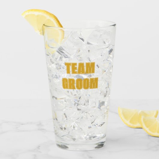 Gouden Gele Team Bruidegom Bachelorfeest Glas (Voorkant ijs)