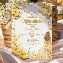 Gouden Gele Tiara Bloem Vlinders Quinceañera