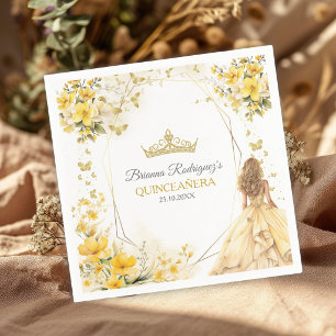 Gouden Gele Tiara Bloem Vlinders Quinceañera Servet