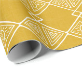 Gouden Gele Tribal Mudcloth Geïnspireerd Geometris Cadeaupapier (Rol Hoek)