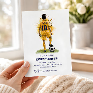 Gouden Gele Trui Jongen Achteraanzicht Voetbal Ver Kaart