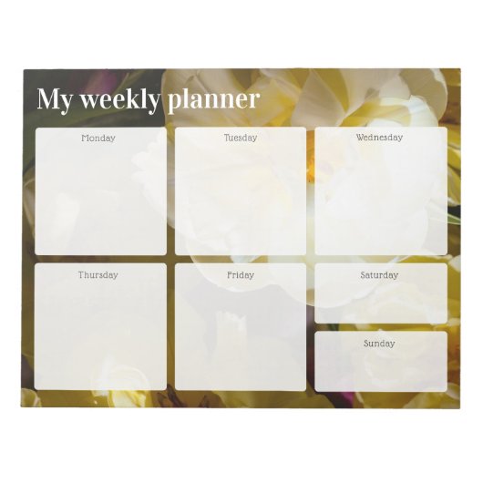 Gouden Gele Tulp Weekplanner Notitieblok (Voorkant)