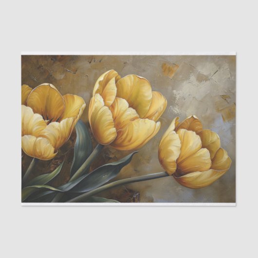 Gouden Gele Tulpen Olieverfschilderij Decoupage Tissuepapier (Voorkant)