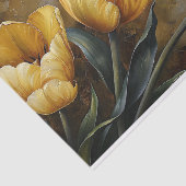 Gouden Gele Tulpen Olieverfschilderij Decoupage Tissuepapier (Detail)
