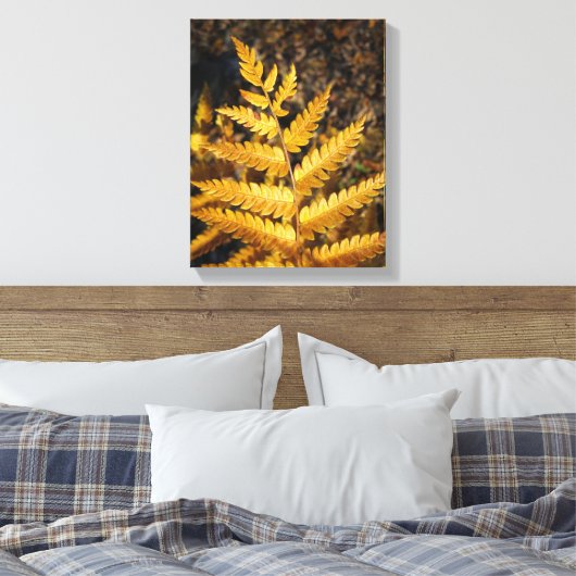 Gouden Gele Varen Fall Bladeren Canvas Afdruk (Insitu (Slaapkamer))