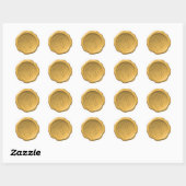 Gouden Gele Wax Seal Bruiloft Monogram Kalligrafie Ronde Sticker (Vel)