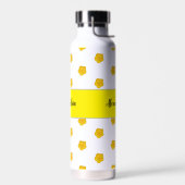 Gouden Gele Wilde Bloem Foto Monogram Naam Waterfles (Links)
