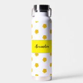 Gouden Gele Wilde Bloem Foto Monogram Naam Waterfles (Voorkant)