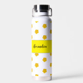 Gouden Gele Wilde Bloem Foto Monogram Naam Waterfles (Achterkant)