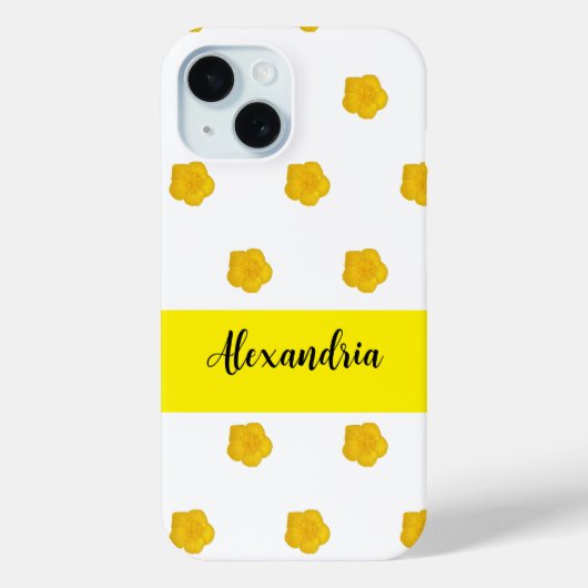 Gouden Gele Wilde Bloem Foto Naam Case-Mate iPhone Case (Achterkant)