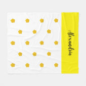 Gouden Gele Wilde Bloem Foto Naam Monogram Fleece Deken (Voorkant (Horizontaal))