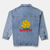 Gouden Gele Zonnebloem Liefde Denim Jacket (Achterkant)
