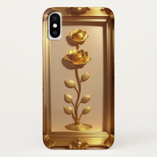 Gouden Gelijste Roos Decoratieve Kunst Case-Mate iPhone Case (Achterkant)
